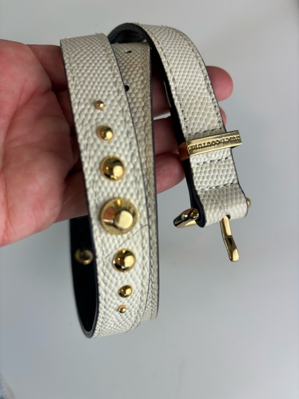 Bundle 2/$30! Juicy Couture Cream Leather Belt with Gold Studs